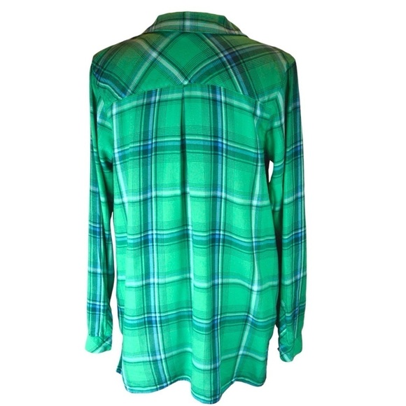 J Jill Plaid Button Front Tunic Top, Green - Size Small Tall - Picture 7 of 8